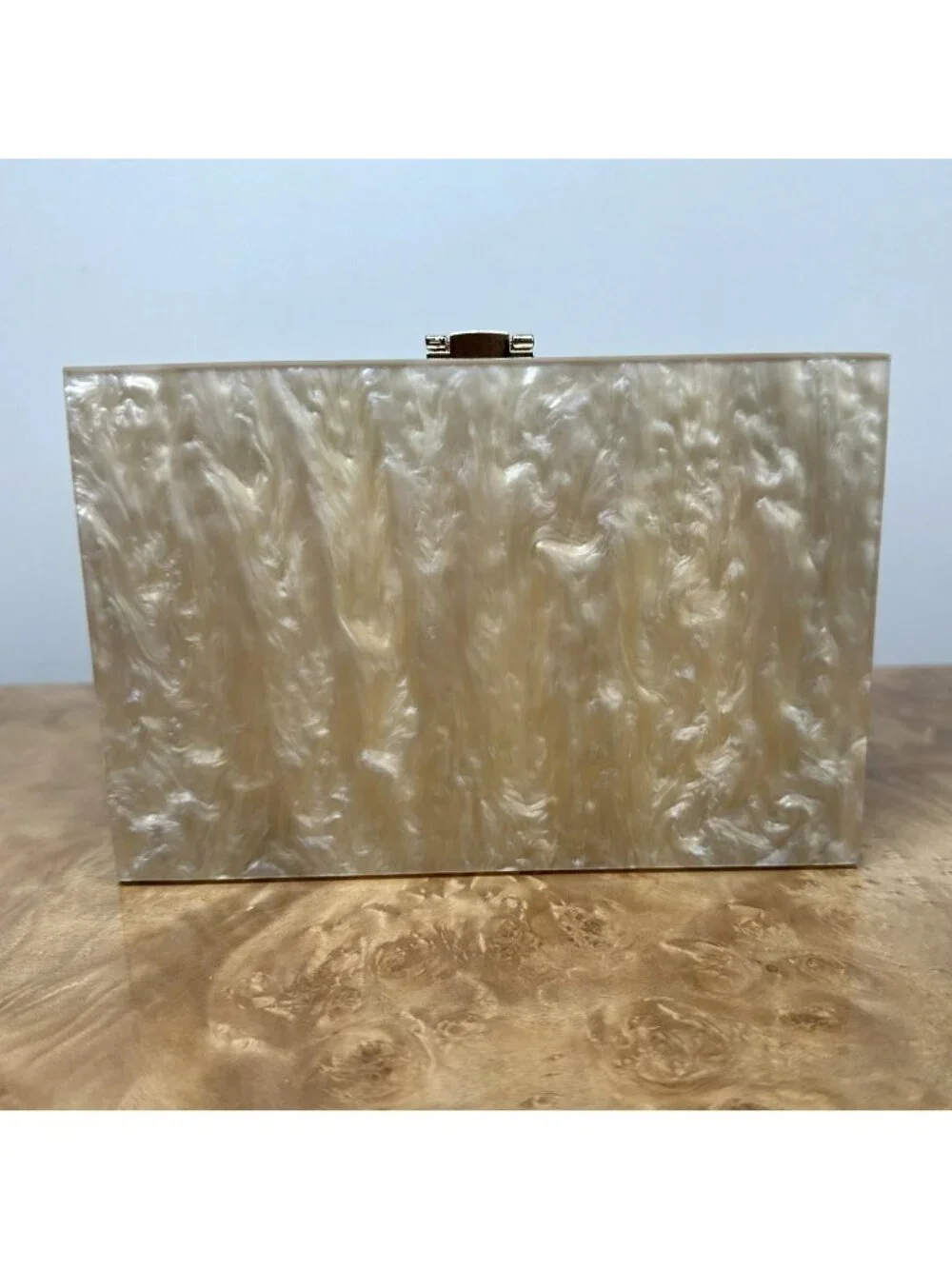 Rainbow Acrylic Box Clutch Multicolor Glitter Swirl Evening Bag Gold Chain